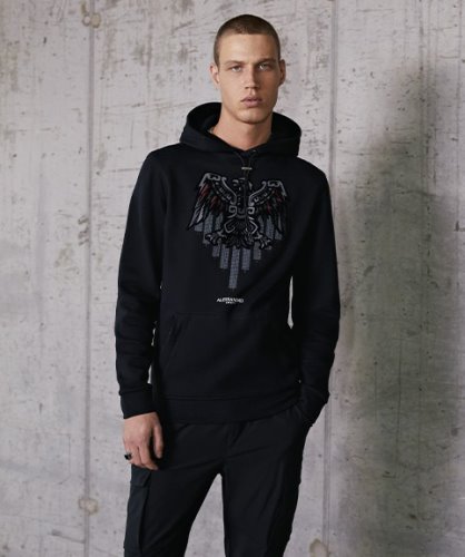Gitzwarte Alessandro Zavetti Aztec Stripe 2.0 Hoodie Voor Over Het Hoofd