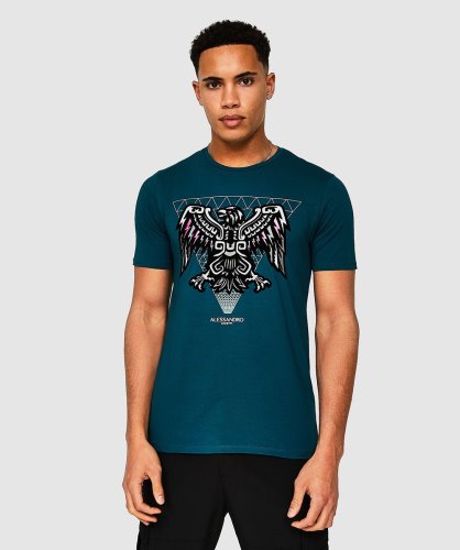 Alessandro Zavetti Aztec Beam T-shirt Groenblauw