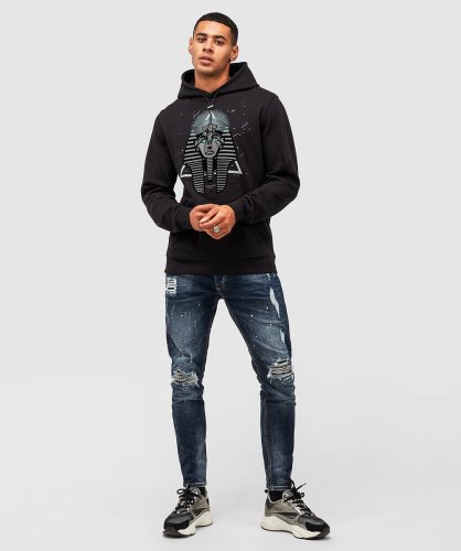 Alessandro Zavetti Gitzwarte Farao Splatter Hoodie Voor Over Het Hoofd