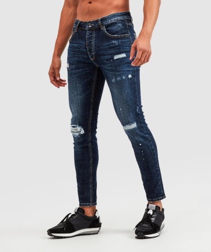 Blauwe Alessandro Zavetti Bondini 2.0 Indigo Slim Denim Jeans