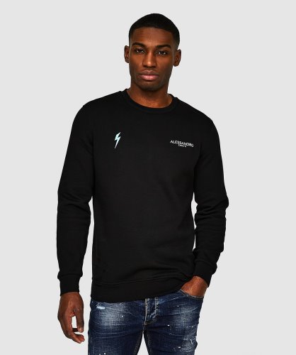 Gitzwart Aztec Sweatshirt Met Logo Op De Achterkant Van Alessandro Zavetti