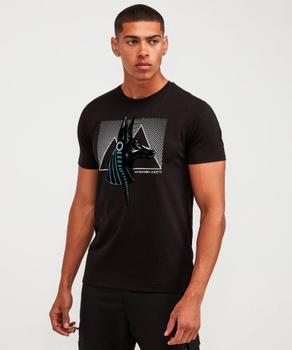 Zwart Anubis Profiel T-shirt Alessandro Zavetti