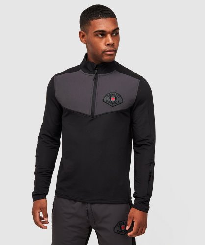 Rivelini Kwart T-shirt Met Rits Alessandro Zavetti Gitzwart