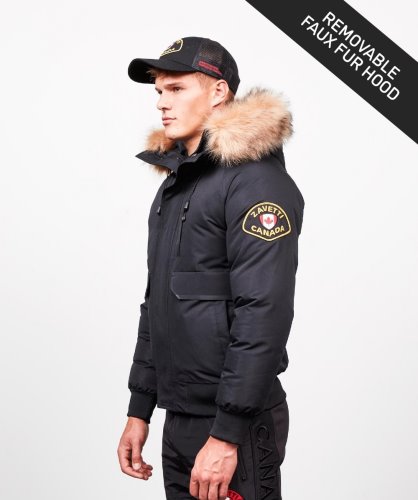 Abelli Tech Fur Hooded Bomberjack Zwart Alessandro Zavetti