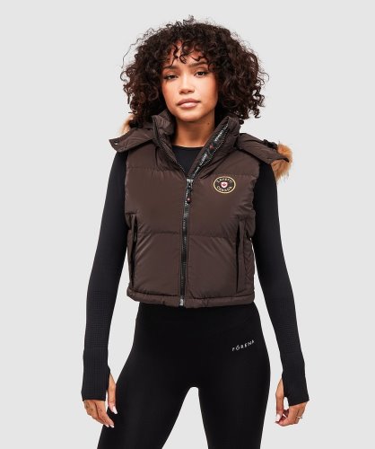 Alessandro Zavetti Bruine Bellucci 2.0 Crop Bodywarmer Voor Dames
